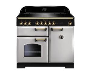 Rangemaster Classic Deluxe 100 Induction Range Cooker (Brass Details) - Royal Pearl