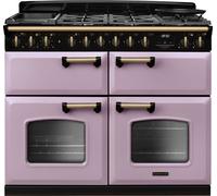 Rangemaster Classic Deluxe 110 CLDLB110DFPHTH/AB1 110cm wide Dual Fuel Range Cooker with Gas Hob - Heather / Antique Brass - A/A/A Rated, Purple