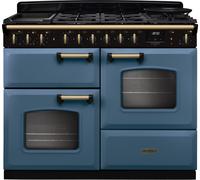 Rangemaster Classic Deluxe 110 CLDLO110DFPSTB/AB1 110cm wide Dual Fuel Range Cooker with Gas Hob - Stone Blue / Chrome Blue