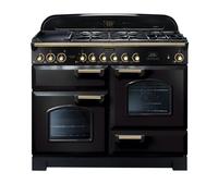 Rangemaster Classic Deluxe 110 Dual Fuel Range Cooker (Brass Details) - Black
