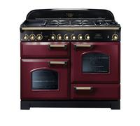 Rangemaster Classic Deluxe 110 Dual Fuel Range Cooker (Brass Details) - Cranberry