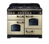 Rangemaster Classic Deluxe 110 Dual Fuel Range Cooker (Brass Details) - Cream