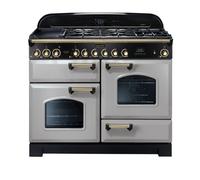Rangemaster Classic Deluxe 110 Dual Fuel Range Cooker (Brass Details) - Royal Pearl