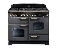 Rangemaster Classic Deluxe 110 Dual Fuel Range Cooker (Brass Details) - Slate