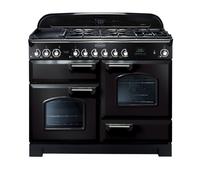 Rangemaster Classic Deluxe 110 Dual Fuel Range Cooker (Chrome Details) - Black