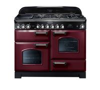 Rangemaster Classic Deluxe 110 Dual Fuel Range Cooker (Chrome Details) - Cranberry