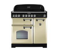 Rangemaster Classic Deluxe 90 Ceramic Range Cooker (Chrome Details) - Cream