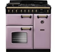 Rangemaster Classic Deluxe 90 CLDL90DFPHTH/AB1 90cm wide Dual Fuel Range Cooker with Gas Hob - Heather / Chrome Purple
