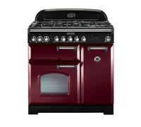 Rangemaster Classic Deluxe 90 Dual Fuel Range Cooker (Chrome Details) - Cranberry