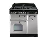 Rangemaster Classic Deluxe 90 Dual Fuel Range Cooker (Chrome Details) - Royal Pearl