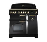 Rangemaster Classic Deluxe 90 Induction Range Cooker (Brass Details) - Charcoal Black