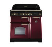 Rangemaster Classic Deluxe 90 Induction Range Cooker (Brass Details) - Cranberry