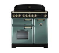 Rangemaster Classic Deluxe 90 Induction Range Cooker (Brass Details) - Mineral Green