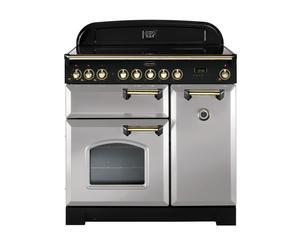 Rangemaster Classic Deluxe 90 Induction Range Cooker (Brass Details) - Royal Pearl