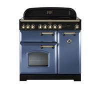 Rangemaster Classic Deluxe 90 Induction Range Cooker (Brass Details) - Stone Blue