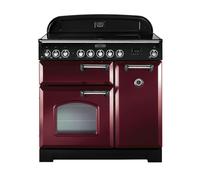 Rangemaster Classic Deluxe 90 Induction Range Cooker (Chrome Details) - Cranberry