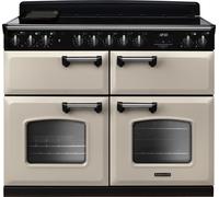 Rangemaster Classic Deluxe BC CLDLB110EIPPCR/CM1 110cm wide Electric Range Cooker with Induction Hob - Cream / Chrome - A/A Rated, Cream