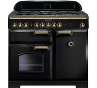 Rangemaster Classic Deluxe CDL100DFFBL/B Black / Brass 100cm Dual Fuel Range Cooker A