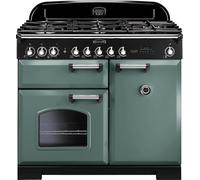 Rangemaster Classic Deluxe CDL100DFFMG/C 100cm Dual Fuel Range Cooker - Mineral Green/Chrome - A/A Rated