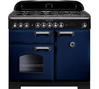 Rangemaster CDL100DFFRB/C 100cm Classic Deluxe Dual Fuel Regal Blue/Chrome Range Cooker