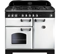 Rangemaster CDL100DFFWH/C Classic Deluxe 100 Dual Fuel Range Cooker| White Chrome