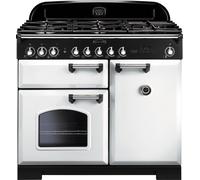 Rangemaster CDL100DFFWH/C Classic Deluxe 100 Dual Fuel Range Cooker| White Chrome