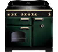 Rangemaster Classic Deluxe CDL100EIRG/B 100cm Electric Range Cooker with Induction Hob - Racing Green / Brass - A/A Rated, Green
