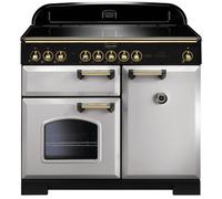 Rangemaster Classic Deluxe CDL100EIRP/B Royal Pearl / Brass 100cm Induction Range Cooker A