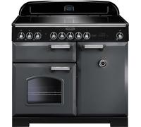 Rangemaster Classic Deluxe CDL100EISL/C 100cm Electric Range Cooker with Induction Hob - Slate / Chrome - A/A Rated, Grey