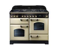 Rangemaster Classic Deluxe CDL110DFFCR/B 110cm Dual Fuel Range Cooker with Gas Hob - Cream / Brass - A/A Rated