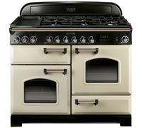 Rangemaster Classic Deluxe CDL110DFFCR/B Cream / Brass 110cm Dual Fuel Range Cooker A