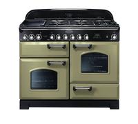 Rangemaster Classic Deluxe CDL110DFFOG/C 110cm Dual Fuel Range Cooker with Gas Hob - Olive Green / Chrome - A/A Rated, Green
