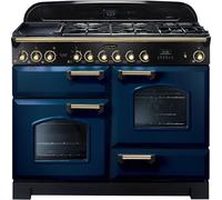 Rangemaster CDL110DFFRB/B Classic Deluxe 110cm Dual Fuel Range Cooker Regal Blue/Brass