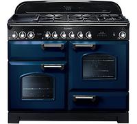 Rangemaster Classic Deluxe CDL110DFFRB/C 110cm Dual Fuel Range Cooker - Regal Blue/Chrome - A/A Rated