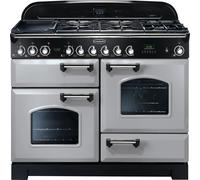Rangemaster Classic Deluxe CDL110DFFRP/C 110cm Dual Fuel Range Cooker with Gas Hob - Royal Pearl / Chrome - A/A Rated, Grey