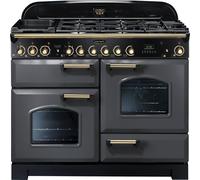 Rangemaster CDL110DFFSL/B Classic Deluxe 110cm Dual Fuel Range Cooker-Slate/Brass