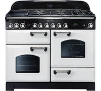 Rangemaster CDL110DFFWH/C Classic Deluxe Dual Fuel 110cm Range Cooker White Chrome