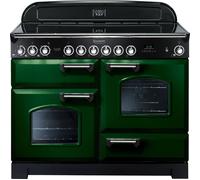 Rangemaster Classic Deluxe CDL110ECRG/C 110cm wide Electric Range Cooker with Ceramic Hob - Racing Green / Chrome - A/A Rated, Green