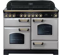 Rangemaster Classic Deluxe CDL110ECRP/B 110cm Electric Range Cooker with Ceramic Hob - Royal Pearl / Brass - A/A Rated, Grey