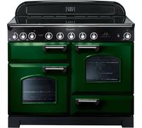 Rangemaster Classic Deluxe CDL110EIRG/C 110cm wide Electric Range Cooker with Induction Hob - Racing Green / Chrome - A/A Rated