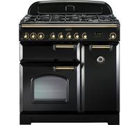 Rangemaster CDL90DFFBL/B 90cm Classic Deluxe Dual Fuel Range Cooker Black/Brass