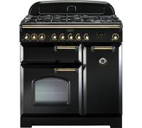 Rangemaster CDL90DFFBL/B 90cm Classic Deluxe Dual Fuel Range Cooker Black/Brass