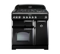 Rangemaster Classic Deluxe CDL90DFFBL/C 90cm Black & Chrome Dual Fuel Range Cooker