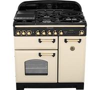 Rangemaster Classic Deluxe CDL90DFFCR/B 90cm Dual Fuel Range Cooker - Cream / Brass