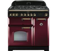 Rangemaster CDL90DFFCY/B 90cm Classic Deluxe Dual Fuel Range Cooker Cranberry/Brass