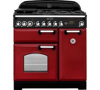 Rangemaster Classic Deluxe CDL90DFFCY/C 90cm Dual Fuel Range Cooker - Cranberry / Chrome - A/A Rated