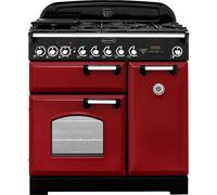 Rangemaster Classic Deluxe CDL90DFFCY/C 90cm Dual Fuel Range Cooker - Cranberry / Chrome - A/A Rated