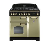 Rangemaster Classic Deluxe CDL90DFFOG/B 90cm Olive Green & Brass Dual Fuel Range Cooker