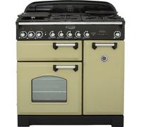 Rangemaster Classic Deluxe CDL90DFFOG/C 90cm Dual Fuel Range Cooker - Olive Green / Chrome - A/A Rated