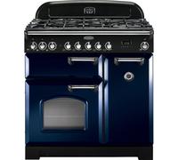 Rangemaster CDL90DFFRB/C 90cm Classic Deluxe Dual Fuel Regal Blue/Chrome Range Cooker